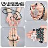 Dyed Natural Cadet Blue Tiger Eye & Synthetic Non-Magnetic Hematite & Lava Rock Round Rosary Bead Necklaces HJEW-DC00192-4