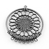 Tibetan Style Alloy Chandelier Component Connector Flat Round Cabochon Settings X-TIBE-R295-050AS-FF-2