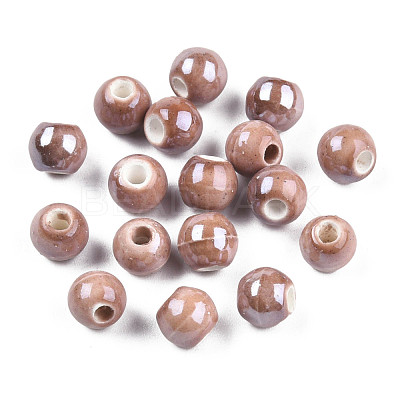 Glazed Porcelain Round Beads PORC-S489-6mm-13-1