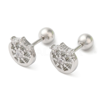 Flat Round Brass Micro Pave Clear Cubic Zirconia Cartilage Earrings EJEW-L289-02P-03-1