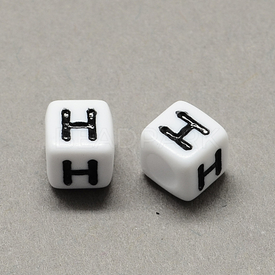 Large Hole Acrylic Letter European Beads SACR-Q103-6mm-01H-1