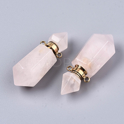 Faceted Natural Rose Quartz Pendants G-T131-15H-1