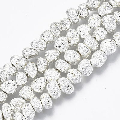 Electroplated Natural Lava Rock Beads Strands G-S352-29S-1
