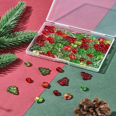 80Pcs 7 Styles Transparent Glass Beads Strands EGLA-FS0001-45-1