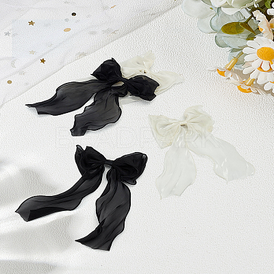 4Pcs 2 Colors Cloth Long Bowknot Hair Barrettes OHAR-LP0001-29A-1