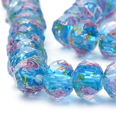 Handmade Gold Sand Lampwork Beads Strands LAMP-R141-12mm-04-1