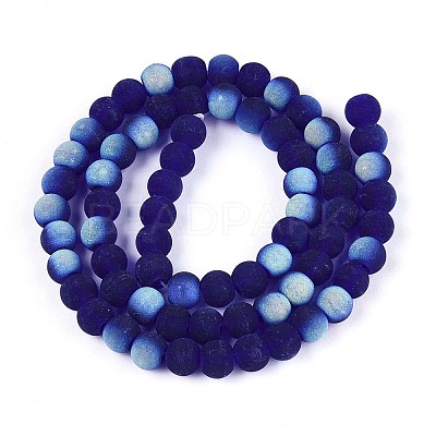 Frosted Transparent Glass Beads Strands GLAA-T032-T6mm-MBB15-1