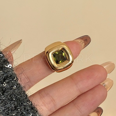 Brass Pave Cubic Zirconia Cuff Open Rings WG61A4F-04-1
