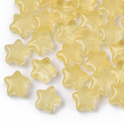 Transparent Spray Painted Glass Beads X1-GLAA-N035-01-A01-1
