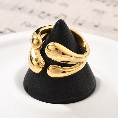 304 Stainless Steel Teardrop Cuff Rings RJEW-Q012-04G-1
