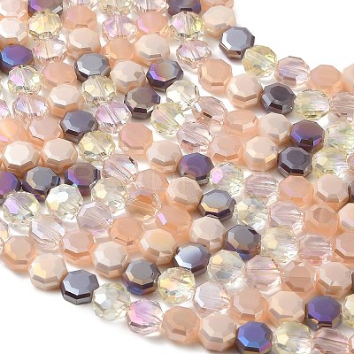 Electroplated Glass Beads Strands EGLA-A048-01A-04-1