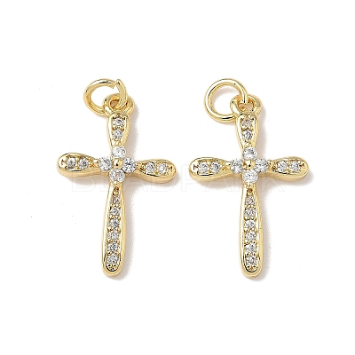 Brass Micro Pave Cubic Zirconia Pendants KK-Q068-49C-G-1