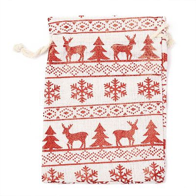 Christmas Theme Cotton Fabric Cloth Bag X-ABAG-H104-B12-1