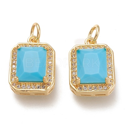 Brass Glass Charms ZIRC-F116-09D-G-1