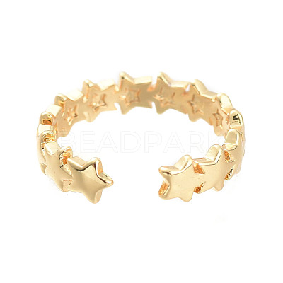 Adjustable Brass Cuff Rings RJEW-M135-04G-1