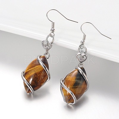 Platinum Tone Brass Rhinestone Mixed Stone Dangle Earrings EJEW-JE01702-1