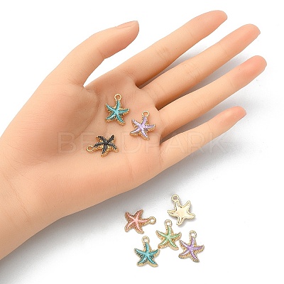 10Pcs 5 Colors Alloy Enamel Pendants ENAM-YW0002-66-1