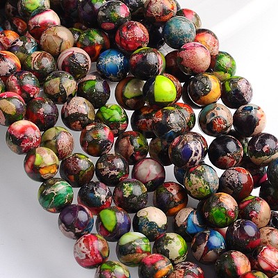 Dyed Natural Imperial Jasper Round Bead Strands G-M274-06-6mm-1