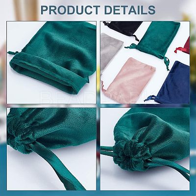 24Pcs 6 Colors Velvet Jewelry Drawstring Bags TP-HY0001-05B-1