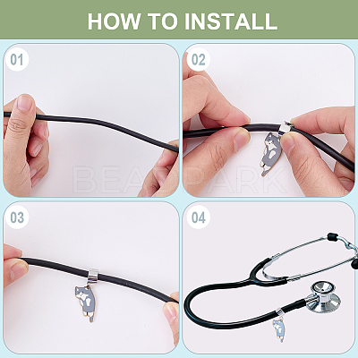 12Pcs 6 Style Alloy Enamel Stethoscope Cat Shape Pendant Decorations HJEW-CP00066-1