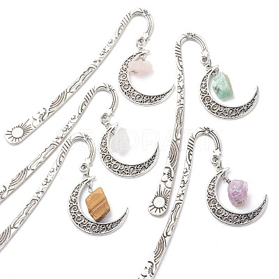 Mixed Natural Gemstone Raw Beads Bookmarks AJEW-JK00201-1