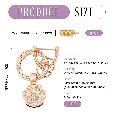 1Pc DIY Alloy Rhinestone Spring Gate Rings Keychains FIND-TA0008-54A-G-1