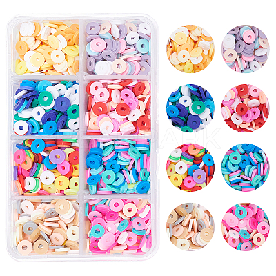 Handmade Polymer Clay Beads Strands, for DIY Jewelry Crafts Supplies,  Heishi Beads, Disc/Flat Round, Mixed Color, 6x0.5~1mm, Hole: 1.8mm, about