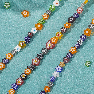 Handmade Millefiori Glass Bead Strands LAMP-LT0001-09C-1