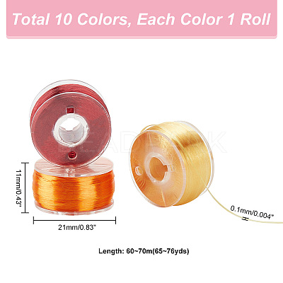 10 Rolls 10 Colors Polyester High Gloss Single-Strand Thread OCOR-WH0047-55-1