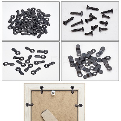 120Sets 3 Style Iron Picture Frame Turn Button AJEW-GF0004-47-1