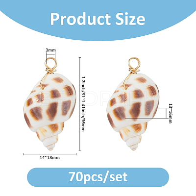 70Pcs Copper Wire Wrapped Natural Spiral Shell Pendants PALLOY-FH00100-1