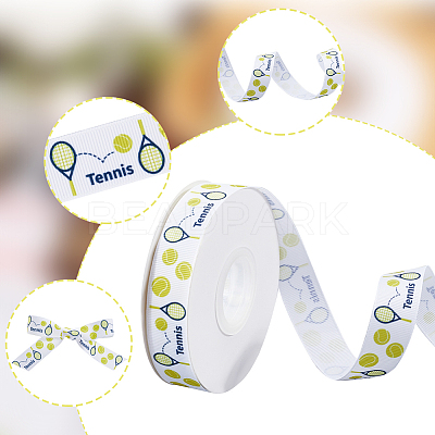 25 Yards Sport Ball Theme Printed Polyester Grosgrain Ribbon OCOR-WH20002-03A-04-1