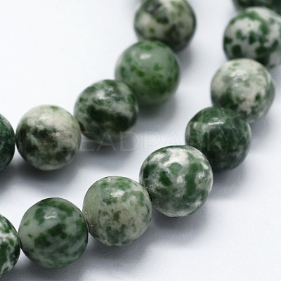 Natural Green Spot Jasper Beads Strands G-I199-30-8mm-1