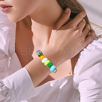 100Pcs 10 Colors Opaque Acrylic European Beads SACR-FS0001-51-1