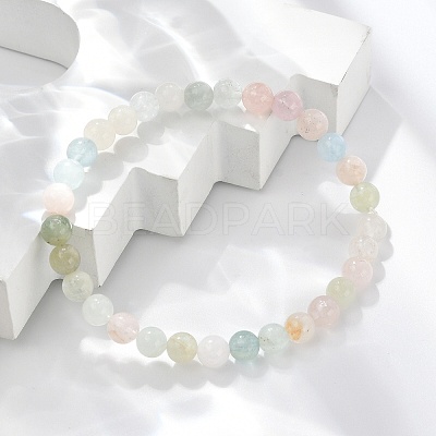 Natural Morganite Stretch Bracelets BJEW-JB03738-04-1