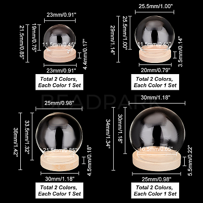 8 Sets 8 Style Round Glass Dome Cover AJEW-PH0004-87-1