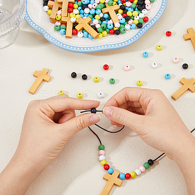 DIY Round & Cross Pendant Necklace Making Kits DIY-DC0004-02A-1