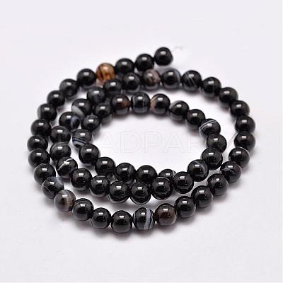 Natural Black Agate Bead Strands G-G962-8mm-12-1