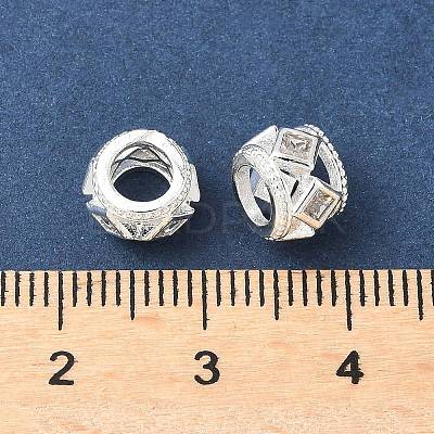 Brass Micro Pave Clear Cubic Zirconia European Beads KK-A254-16S-1
