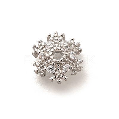 Rack Plating Brass Micro Pave Clear Cubic Zirconia Bead Caps KK-H508-22B-P-1