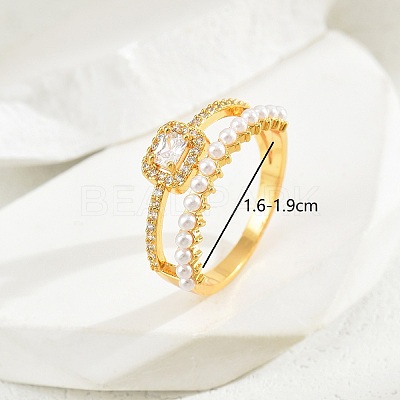 Elegant Copper Plated Gold Pearl Ladies Party Vacation Ring VD5623-1-1