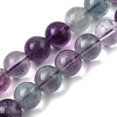 Natural Rainbow Fluorite Round Bead Strands G-P070-31-10mm-1