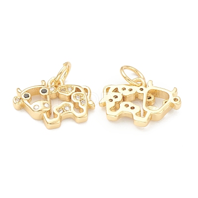 Brass Clear Cubic Zirconia Charms ZIRC-B010-22G-1