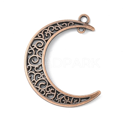 Tibetan Style Alloy Hollow Moon  2-Loop Link Pendants TIBEP-5312-R-FF-1