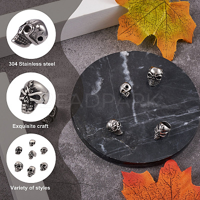 7Pcs 7 Style 304 Stainless Steel Beads FIND-PJ0001-15-1