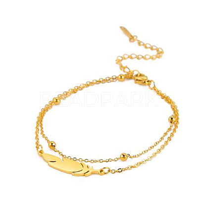 Feather 201 Stainless Steel Link Double Layer Anklets for Women FS-WGD6197-04-1