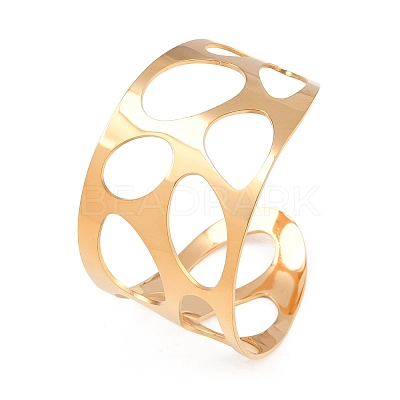 Hollow 304 Stainless Steel Cuff Bangles for Women BJEW-T028-01G-1
