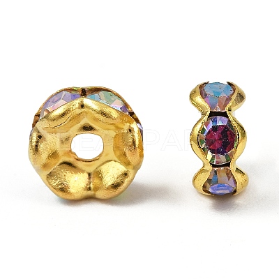Brass Rhinestone Spacer Beads RSB028NF-02G-1