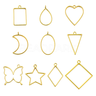 Rack Plating Alloy Open Back Bezel Pendants FIND-YW0005-59-1