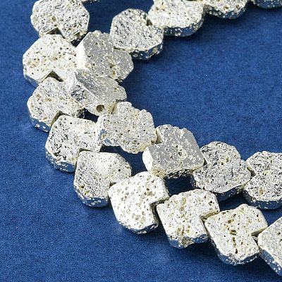 Electroplated Natural Lava Rock Beads Strands G-H303-A09-S01-1